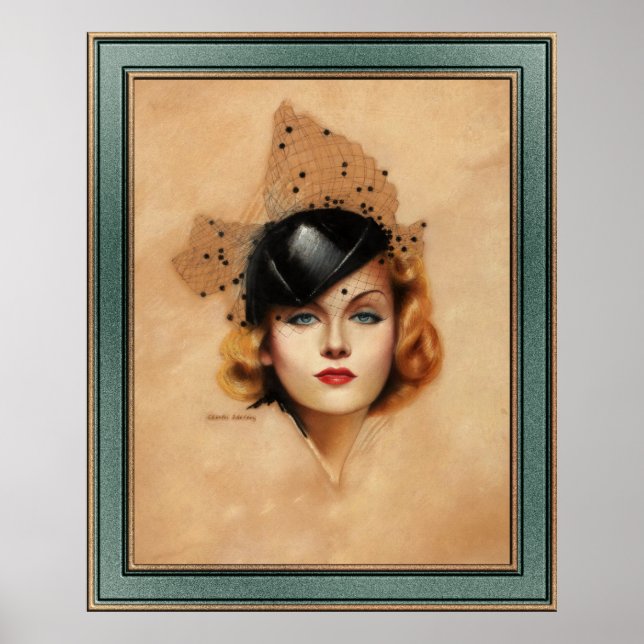 Carole Lombard Portrait von Charles Gates Sheldon Poster (Vorne)