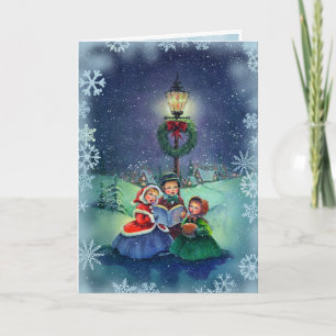 CAROLERS & SNOWFLAKES by SHARON SHARPE Feiertagskarte