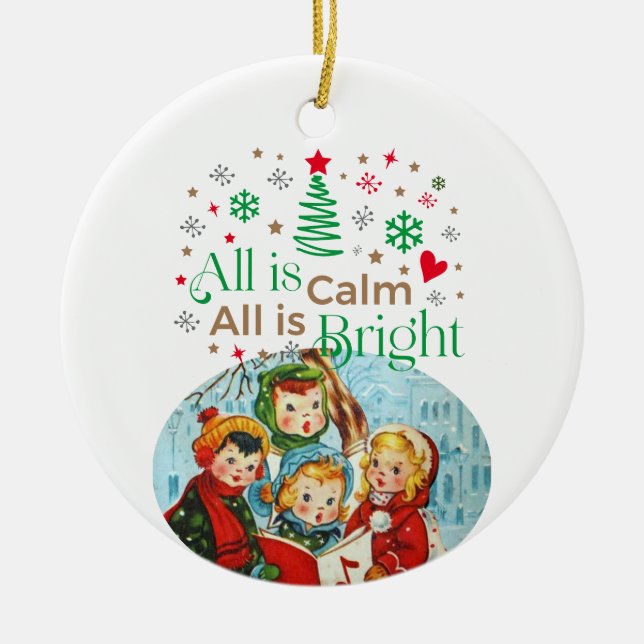 CAROLERS Stille Nacht Alles ist ein ruhiges Foto Keramik Ornament (Vorne)