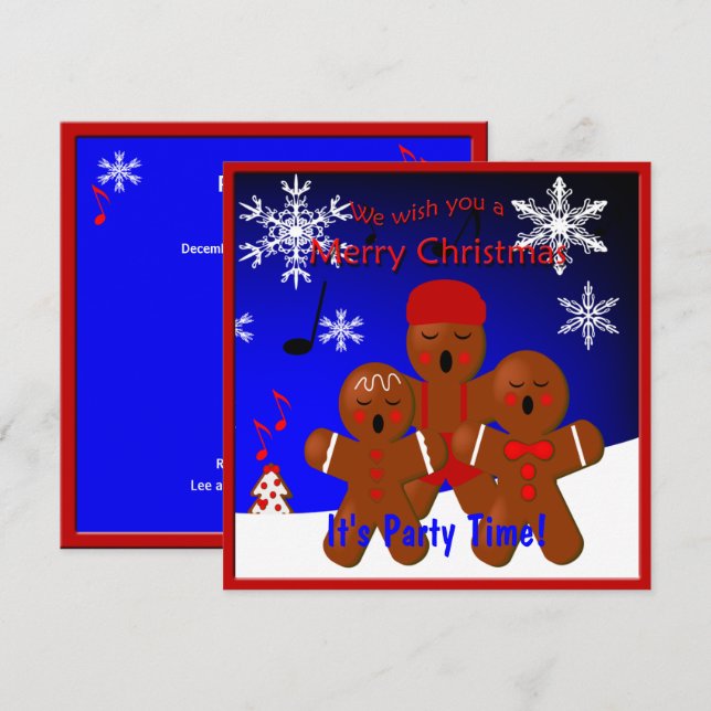 Caroleurs en pain d'épices Joyeux Noël Invitation (Devant / Derrière)