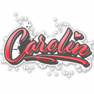 Carolin red Heart Graffiti Aufkleber Sticker