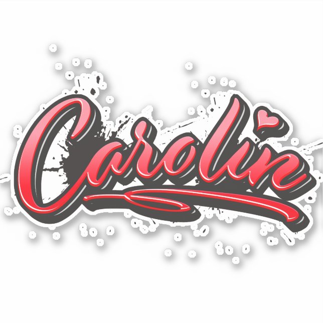Carolin red Heart Graffiti Aufkleber Sticker (Vorderseite)