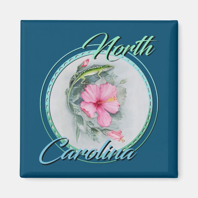 Carolina Anole & Hibiskus Magnet (Vorne)