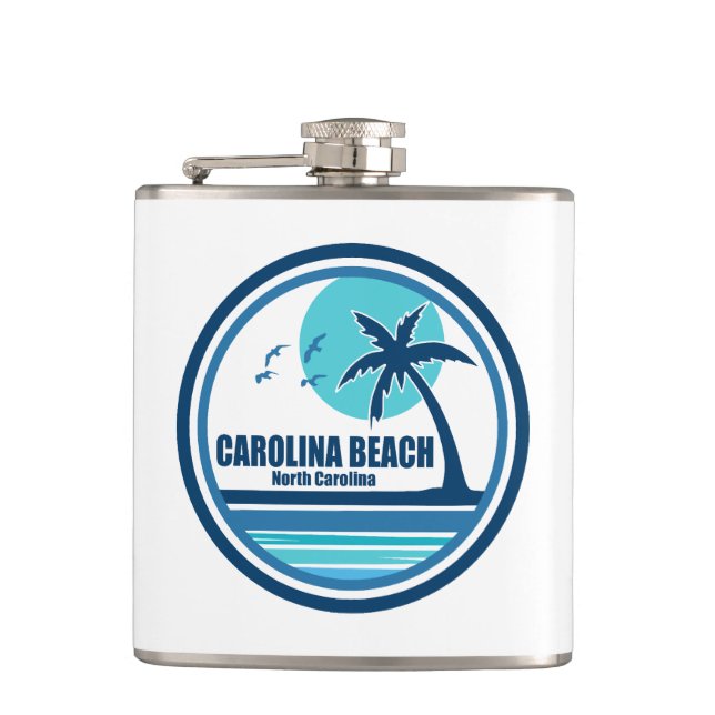 Carolina Beach North Carolina Palm Tree Birds Flachmann (Vorderseite)