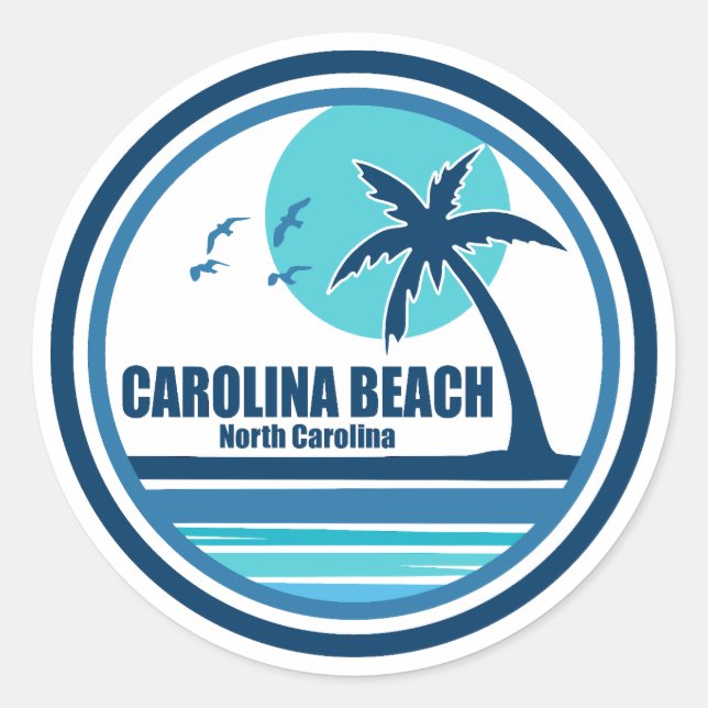 Carolina Beach North Carolina Palm Tree Birds Runder Aufkleber (Vorderseite)