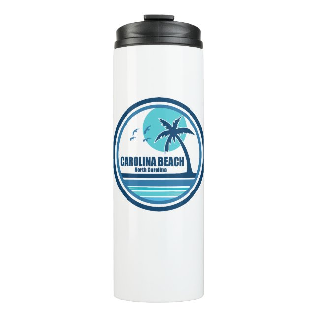 Carolina Beach North Carolina Palm Tree Birds Thermosbecher (Vorderseite)
