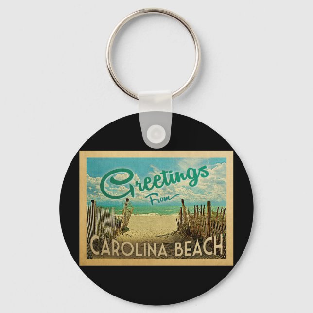 Carolina Beach Vintage Reisen Schlüsselanhänger (Vorderseite)