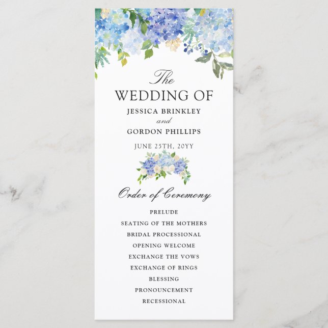 Carolina Bloom Bouquet | Florales Hochzeitsprogram Programm (Vorderseite)