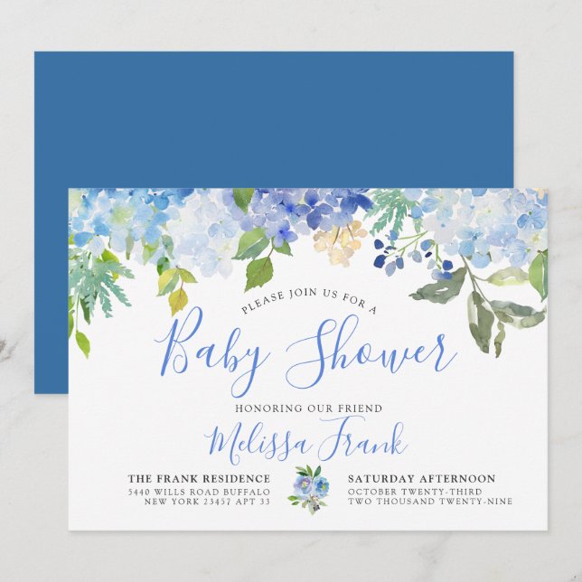 Carolina Bloom | Einladung der Babydusche (Vorne/Hinten)