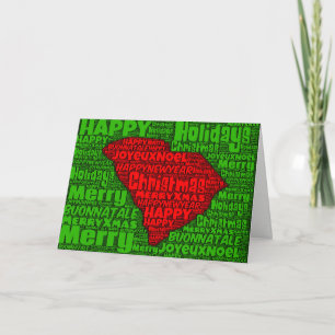 Carolina du Sud Carte Word Art Christmas Card Vaca