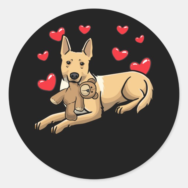 Carolina Hund mit ausgestopften Tieren Runder Aufkleber (Vorderseite)