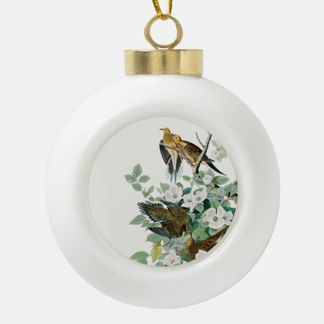 Carolina-Schildkröte-Taube, Vögel von Amerika Keramik Kugel-Ornament (Vorderseite)
