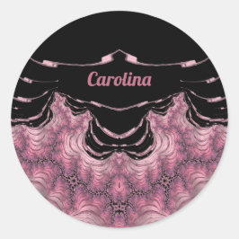CAROLINA ~ Schwarz und Rosa ~ Runder Aufkleber