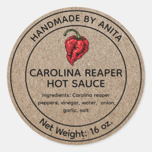 Carolina Sensenmann Hot Sauce Canning Jar Label Kr Runder Aufkleber