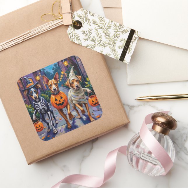 Carolina Trick-or-Treating in Halloween-Kostüm Quadratischer Aufkleber (Schenken)