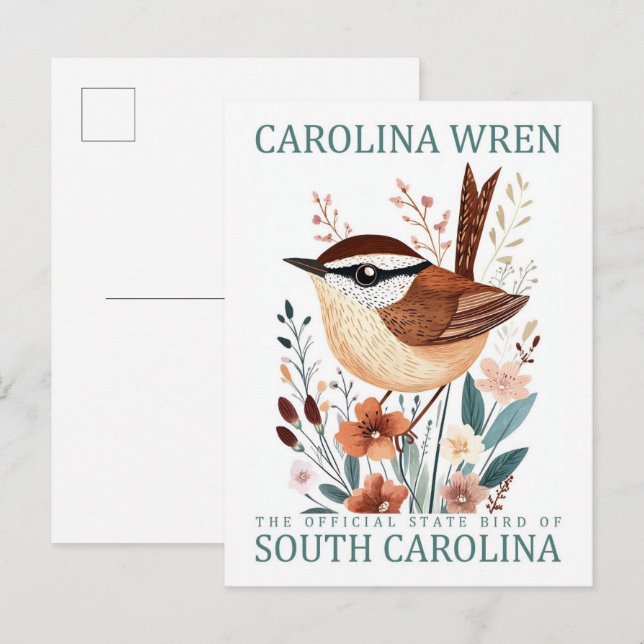 Carolina Wren Bird von South Carolina Travel Postkarte (Vorne/Hinten)