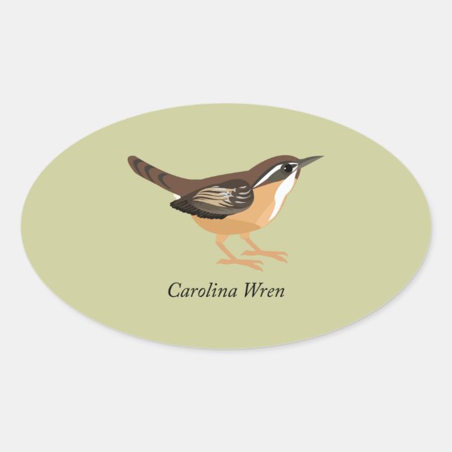 Carolina Wren Ovaler Aufkleber (Vorderseite)