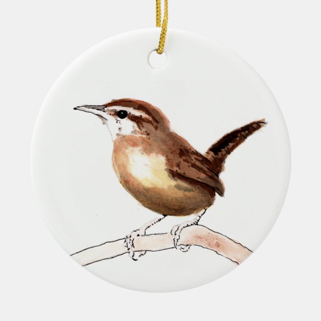 Carolina-Zaunkönig-Kunst Keramik Ornament (Vorne)
