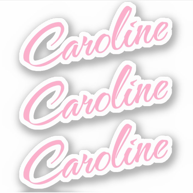 Caroline Decorname in Pink x3 Aufkleber (Vorderseite)