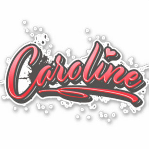 Caroline red Heart Graffiti Aufkleber Sticker