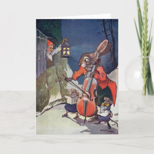 Caroling Animaux Vintage Christmas Carte de voeux