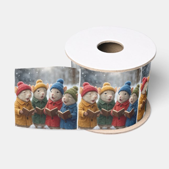 Caroling Christmas Mice In Snow Ripsband (Spule)