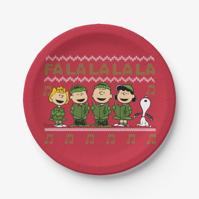 Caroling Christmas Sweater Graphic Pappteller (Vorderseite)