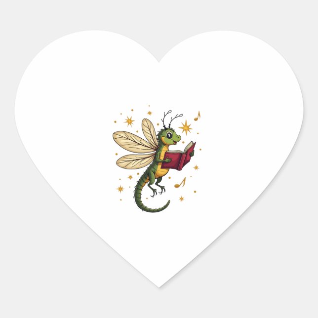 Caroling Dragonfly Herz-Aufkleber (Vorderseite)