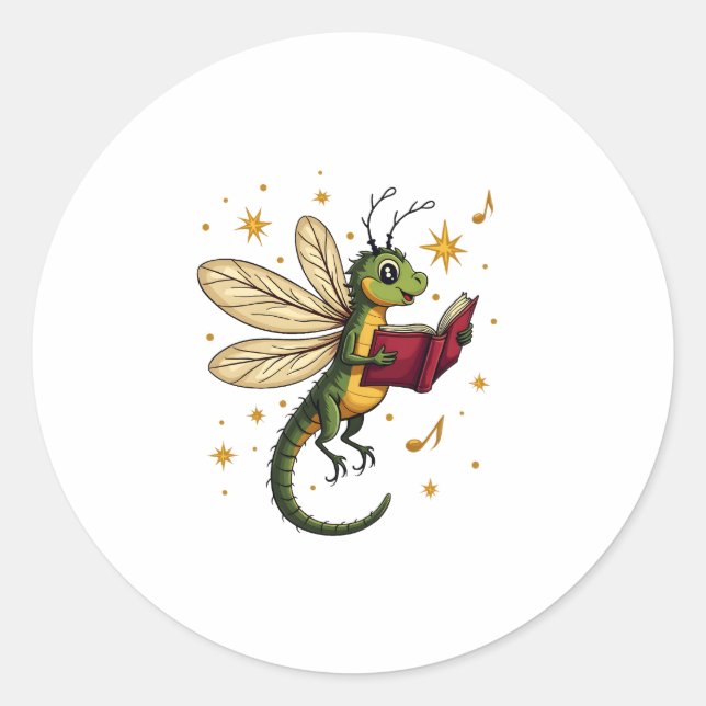 Caroling Dragonfly Runder Aufkleber (Vorderseite)