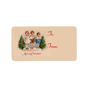 Caroling Kids Weihnachtsgeschenk Aufkleber Adressaufkleber