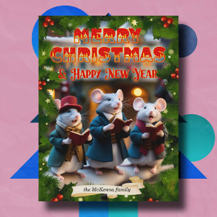 Caroling Mäuse Bible Verse Christliches benutzerde Feiertagskarte