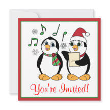 Caroling Penguins Weihnachts-Party Einladung