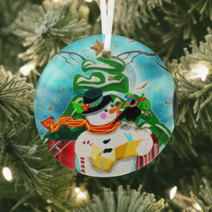 Caroling Snowman Ornament Aus Glas