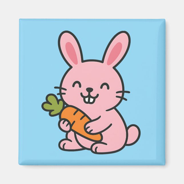 Carotte mignonne lapin mangeant - Magnet de cuisin (Devant)