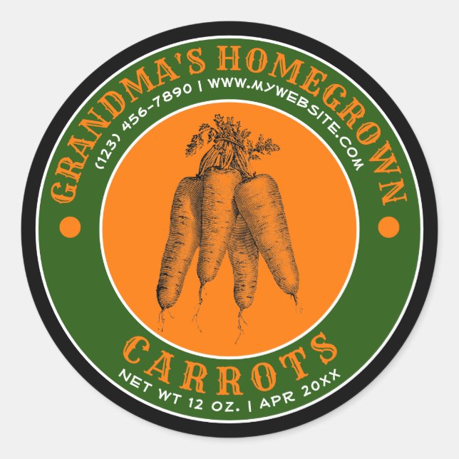 Carottes de jardin maison Canning Étiquette Modèle (Devant)
