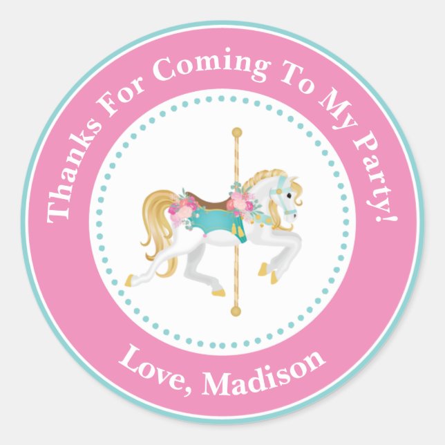Carousel Anniversaire Fête Favoriser Stickers (Devant)