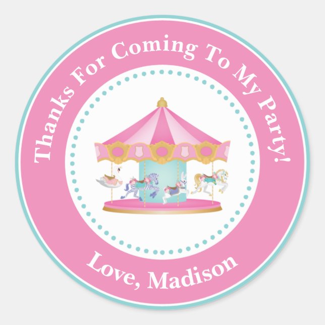 Carousel Anniversaire Fête Favoriser Stickers (Devant)