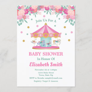 Carousel Baby Dusche Einladung Merry Go Round