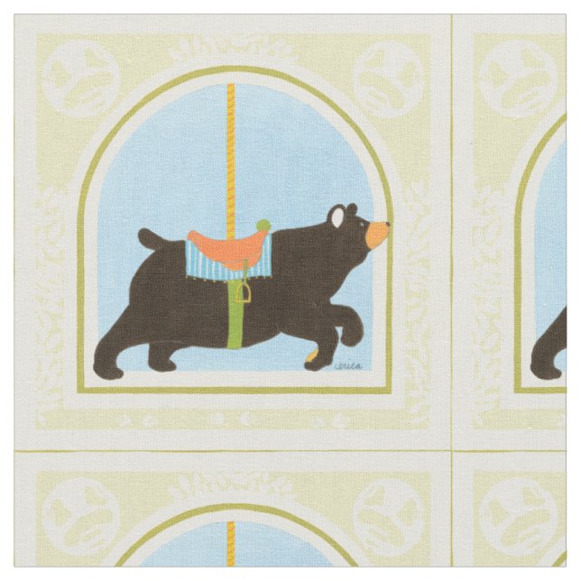 Carousel Bear von June Erica Vess Stoff (Nahaufnahme)