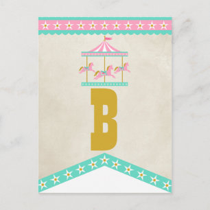 Carousel Birthday Party Pennant Bunting Postkarte