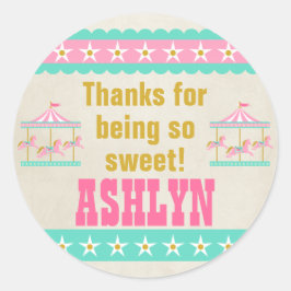 Carousel Birthday Party Personalisiert Runder Aufkleber