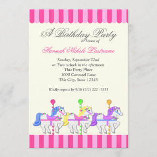 Carousel Birthday Pink Einladung