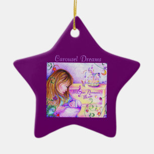Carousel Dreams Ornement en céramique violet étoil
