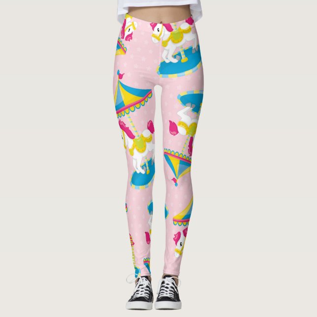 Carousel Dreams: Pink Pony & Pastel Leggings (Vorderseite)
