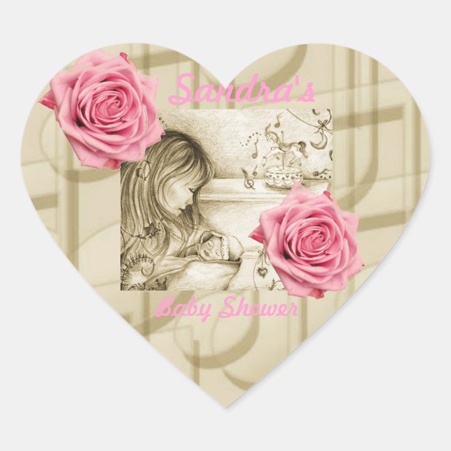 Carousel Dreams Pink Roses & Music Heart Stickers (Vorderseite)