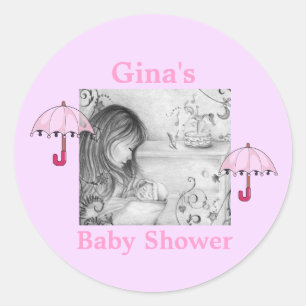 Carousel Dreams Stickers ronds Parapluies Roses