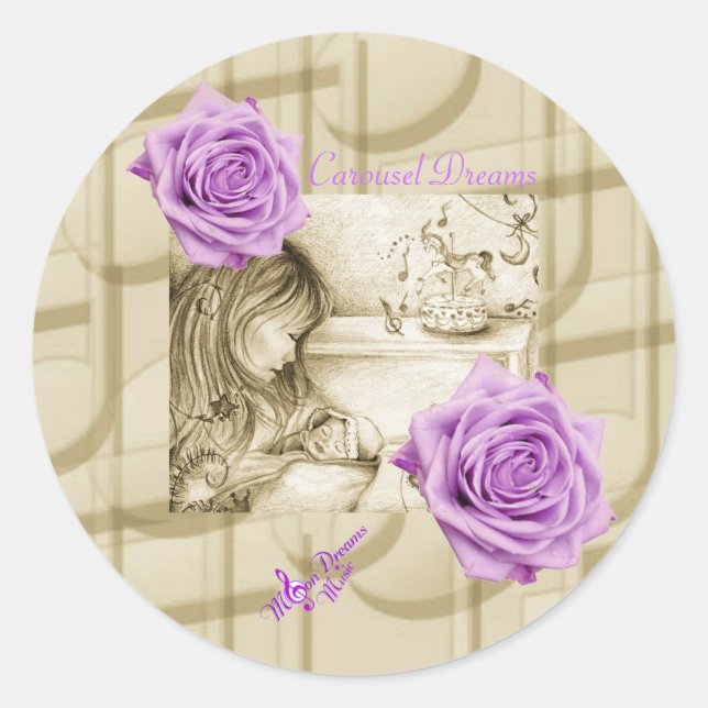 Carousel Dreams Vintage Rose rond Sticker (Devant)