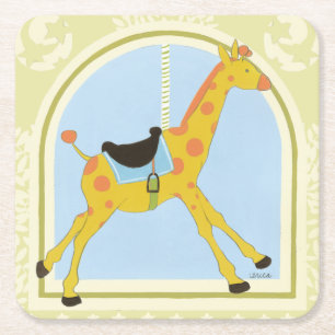 Carousel Giraffe von June Erica Vess Rechteckiger Pappuntersetzer