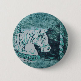 Carousel Horse Aquamarine Button