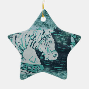Carousel Horse Aquamarine Keramikornament